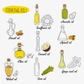 9 doodle cooking oils. Mixed colored and outline