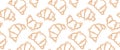 doodle croissant seamless pattern hand drawing background pencil sketch