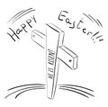 Doodle cross with He is risen