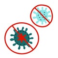 Doodle Crossed out coronavirus sign set