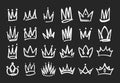 Doodle Crowns Collection. White Vector Quirky, Hand-drawn Diadems, Tiaras, And Royal Headwear For Creative Projects