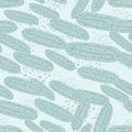 Doodle cucumber seamless pattern on blue background. Cucumbers vegetable endless wallpaper