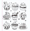 Doodle cupcake set