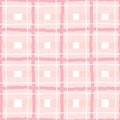 Doodle cute Check Plaid Vector Pattern. Vertical and horizontal textured hand drawn crossing pastel stripes. Chequered Royalty Free Stock Photo