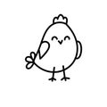 Doodle cute chicken. greeting card design template with bright sketchy character. Hand drawn vector illustration. Royalty Free Stock Photo