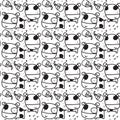 Doodle cute cow seamless pattern Royalty Free Stock Photo