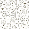 Doodle cute dessert vector set