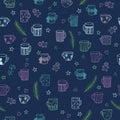 Doodle Cute Hand Drawn Seamless Background with Ornamental Teacups