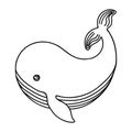 Doodle of cute whale on white background