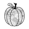 Doodle design of Halloween pumpkin for Halloween card invitations and adult coloring book pages Royalty Free Stock Photo
