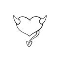 Doodle of devil heart Royalty Free Stock Photo