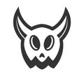 Doodle Devil Skull Illustration Cartoon Concept Vector. Suitable For Logo, Wallpaper, Banner, Background, Card, Book Illustration