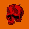 Doodle devil skull vector illustration.