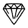 Doodle diamond, gemstone vector icon on white background.