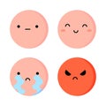 Doodle different cartoon emoticons. Love concept. Happy face. Sad face. Vector illustration. stock image. Royalty Free Stock Photo
