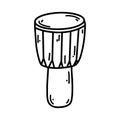 Doodle djembe. Vector sketch illustration of musical instrument, black outline art for web design, icon, print, coloring