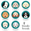 Doodle dogs face bundle Royalty Free Stock Photo