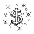 Doodle dollar icon. Currency sign symbol hand drawn. business and finance icon element