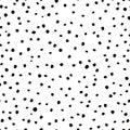 Doodle Dots Seamless Pattern. Black and white dotted background. Grungy painted ornament. Vector illustration. Wallpaper,