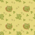 Doodle dragon boat festival or duanwu festival background. Chinese sticky rice dumpling or Zongzi seamless pattern background. Royalty Free Stock Photo