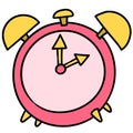 Doodle drawing alarm clock. doodle icon image