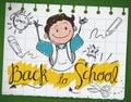 Doodle Drawing in a Notebook Paper for Back to School, Vector Illustration Royalty Free Stock Photo