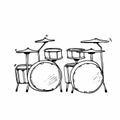 Doodle drum kit. Vector musical instrument