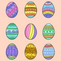 Doodle of easter egg set illustration vector Royalty Free Stock Photo