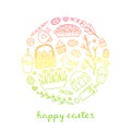 Doodle easter items in circle. Royalty Free Stock Photo
