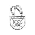 Doodle eco bag made of fabric and paper.