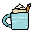 Doodle Eggnog, coffee mug with cream, cinnamon