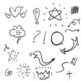 Doodle element collection to decorate your photo or text vector cartoon style