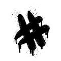 Doodle element hashtag icon. Spray painted graffiti hash tag symbol in black over white. isolated on white background