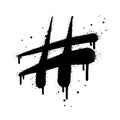 Doodle element hashtag icon. Spray painted graffiti hash tag symbol in black over white. isolated on white background