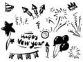 Doodle elements for concept happy new year design on set. isolated on white background Royalty Free Stock Photo