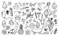 Doodle elements. Sketch decoration design templates for invitation and greeting cards. Vector hand drawn crown stars and Royalty Free Stock Photo