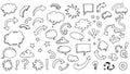 Doodle Elements: Speech Bubbles, Arrows, and Symbols Collection Royalty Free Stock Photo