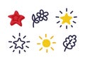 Doodle Elements with Star, Flower, Leaf and Sun Vector Set Royalty Free Stock Photo