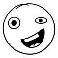 Doodle emoji. Doodles image pictogram, Smile emotion funny face, happy fun emoticon line icon, sad hand drawn, neat