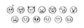 Doodle emoji set. Hand drawn sketch vector illustration. Pack of different negative expressions emoticons