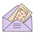 Doodle envelope with letter. Postal element.