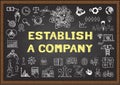 Doodle about establish a company on chalkboard. Royalty Free Stock Photo