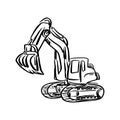 Doodle excavator backhoe vector illustration sketch hand drawn w Royalty Free Stock Photo