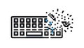 Doodle Exploded Keyboard, Abstract Tech Malfunction Sketch, vector design Generative AI Royalty Free Stock Photo