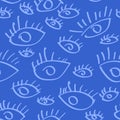 Doodle eyes. grunge seamless pattern. crazy pattern design. chaotic background