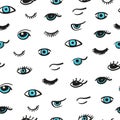 Doodle eyes seamless pattern
