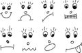 Doodle Faces Simple Set. Caricature or Emoticon. Isolated Vector Set Royalty Free Stock Photo