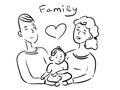 Doodle family - mother and father hold child