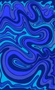 Doodle fantasy wavy frame, colorful blue shades. Decorative surreal waves background. Vector hand drawn psychedelic Royalty Free Stock Photo