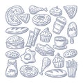 Doodle fastfood, Simple and trendy with sketching style